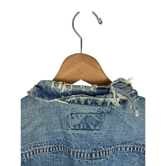 Vintage Levis Denim Trucker Jacket Blue Jean Distressed‎ Faded Mens - Picture 12 of 16
